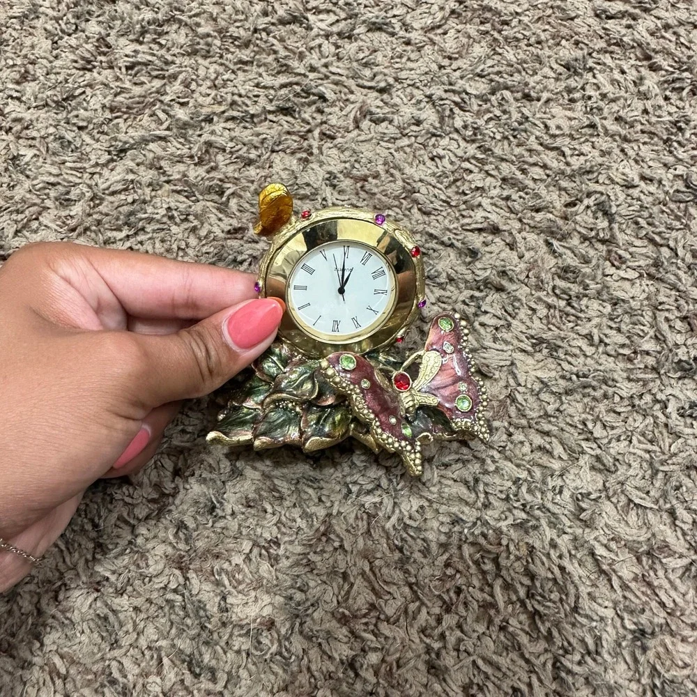 Ashleigh Manor Butterfly Miniature Desk Clock Rhinestone Quartz Non-Working